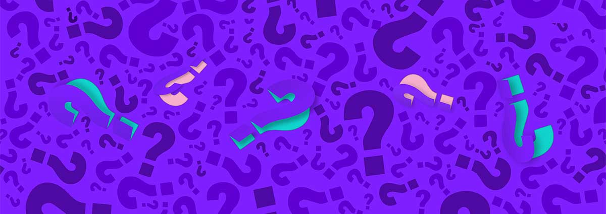 Quiz questions A picture of questions marks on a purple background