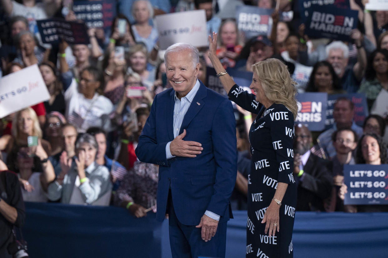 President Joe Biden and first lady Jill Biden at a postdebate campaign rally on June 28 in Raleigh, N.C. 