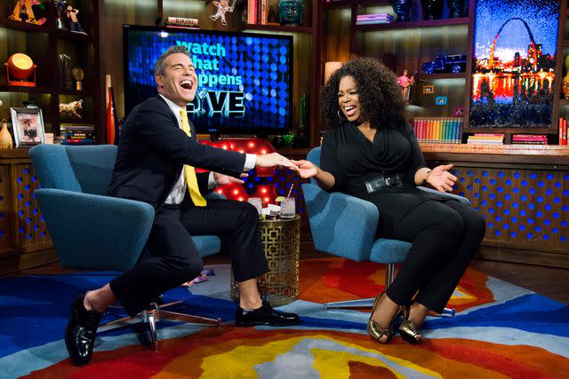 <p>Getty</p> Andy Cohen and Oprah Winfrey on 'Watch What Happens Live!' in 2013