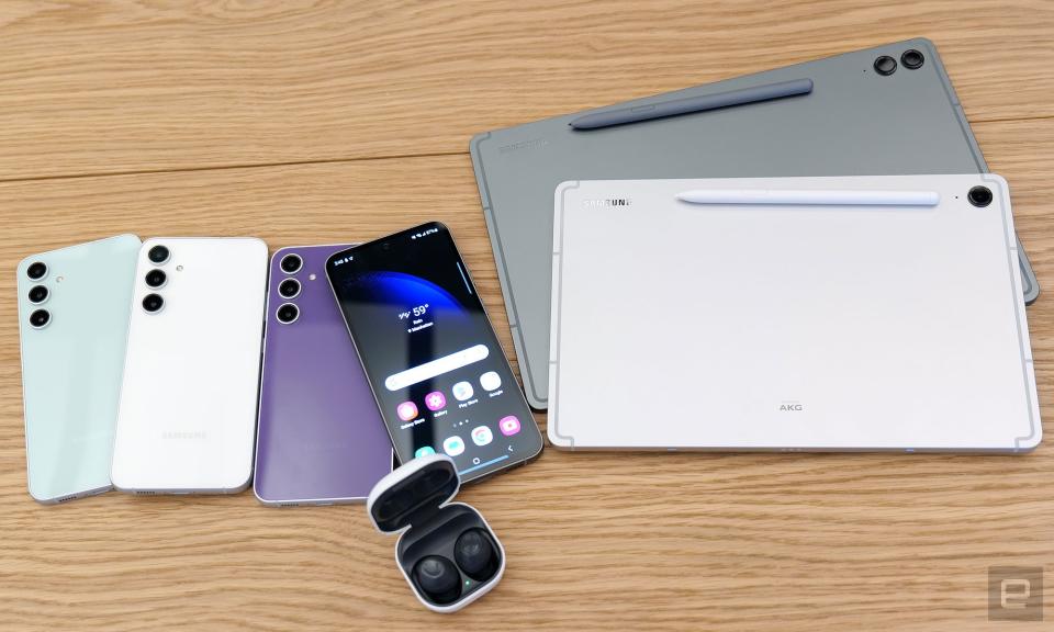 <p>The 2023 Galaxy FE line consists of four devices: The Galaxy S23 FE, Galaxy Tab S9 FE/FE+ and the Galaxy Buds FE.</p> 