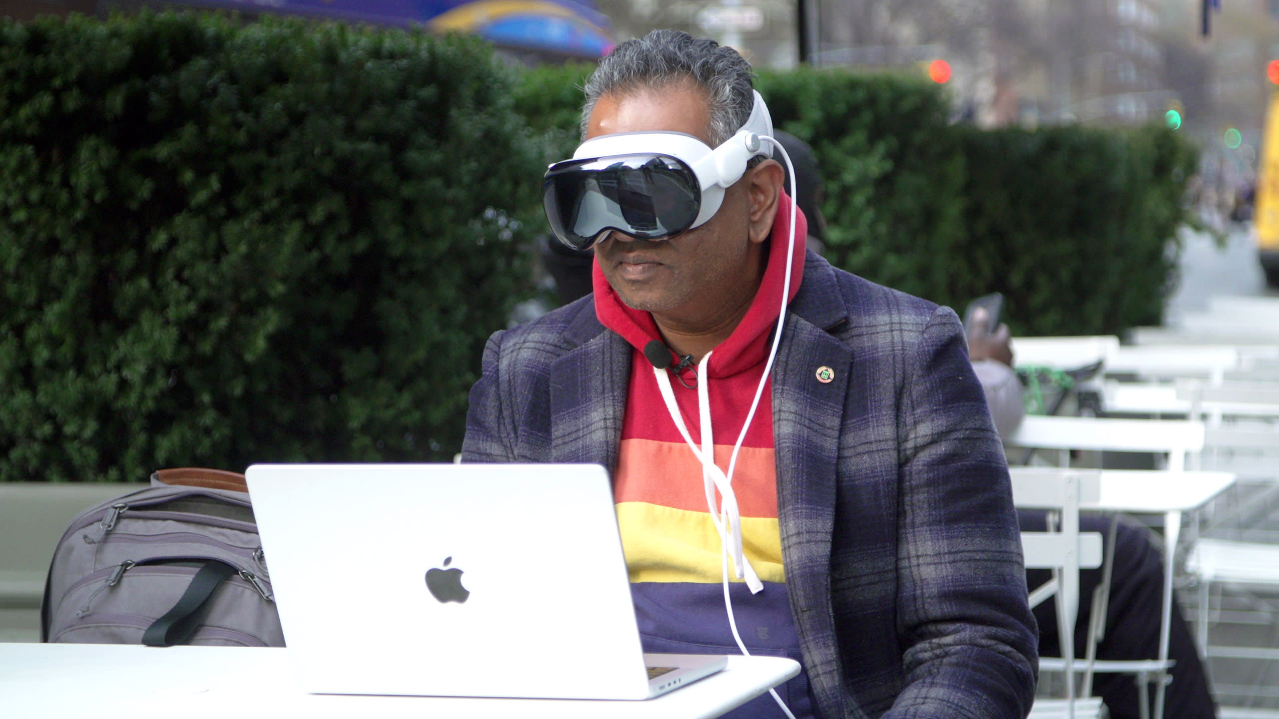 Using the Vision Pro with a MacBook in New York City