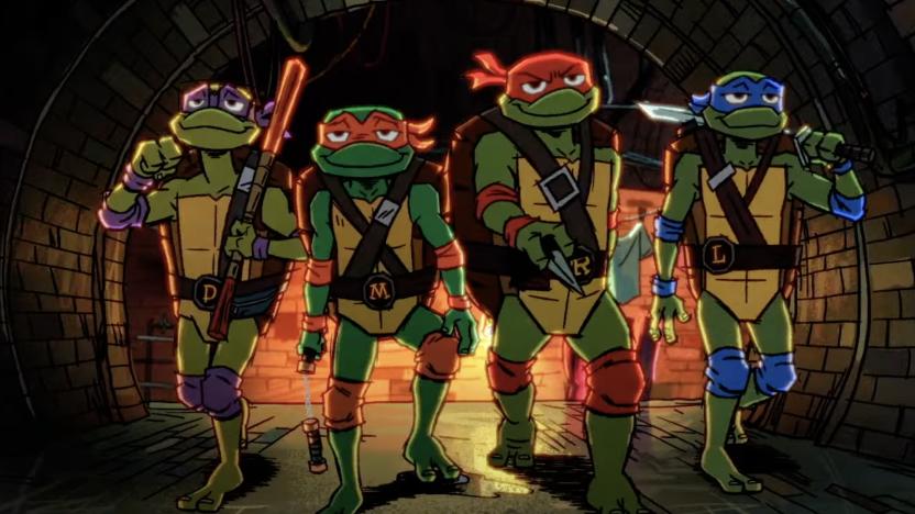 A still from the upcoming series Tales of the Teenage Mutant Ninja Turtles showing the four brothers