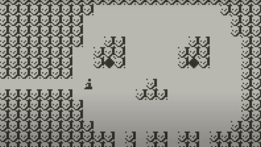 A still from the game Penrose showing a room made up of skulls, forming a central large skull