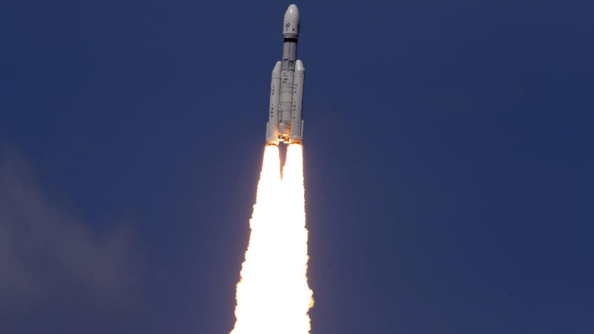 In this photo released by the Indian Space Research Organisation (ISRO), Indian spacecraft Chandrayaan-3, the word for “moon craft” in Sanskrit, lifts off from Sriharikota, India. The spacecraft blazed its way to the far side of the moon Friday in a follow-up mission to its failed effort nearly four years ago to land a rover softly on the lunar surface, the country's space agency said. A successful landing would make India the fourth country, after the United States, the Soviet Union, and China, to achieve the feat. (Indian Space Research Organisation via AP)
