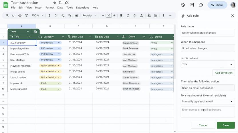 An update to Google Sheets. 