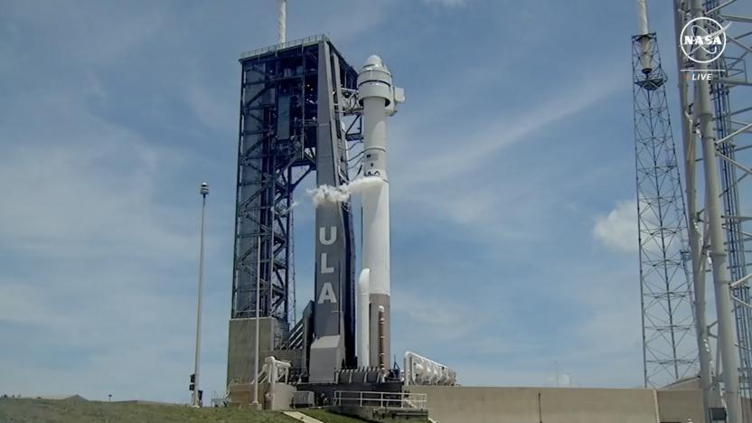 Starliner crew capsule stacked atop a ULA rocket