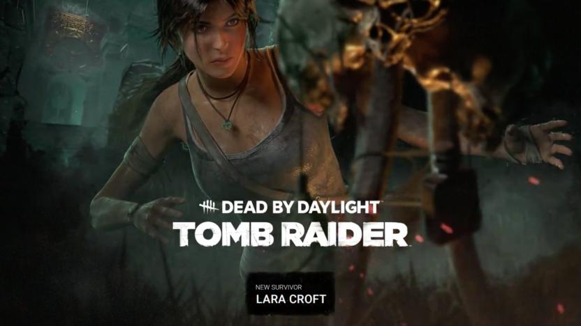 Ad showing Lara Croft in the game.