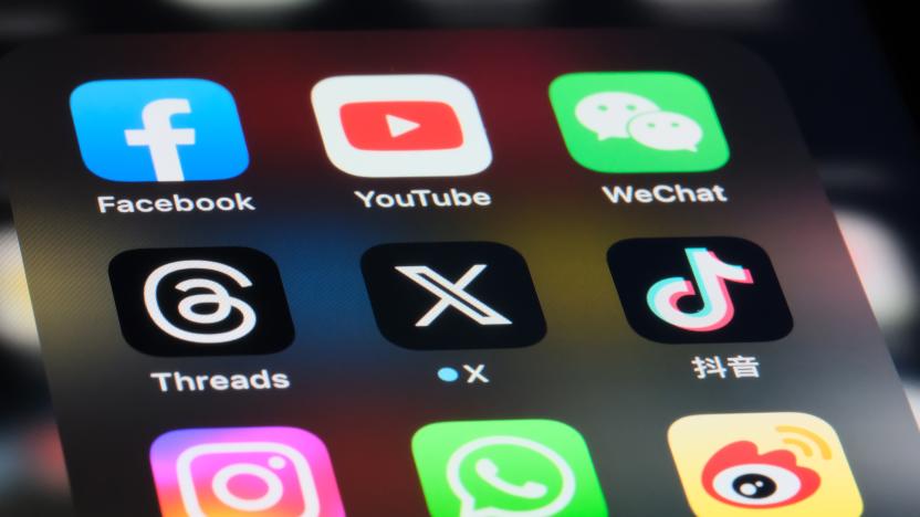 Shanghai,China-July 30th 2023: X (new Twitter), Threads, Facebook, YouTube, Instagram, WeChat, WhatsApp. Douyin(TikTok) and Sina Weibo app icons. Assorted online social media software brands