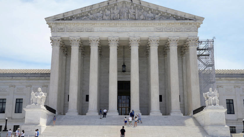 Tourists visit the Supreme Court, Tuesday, June 25, 2024, in Washington. (AP Photo/Jacquelyn Martin)