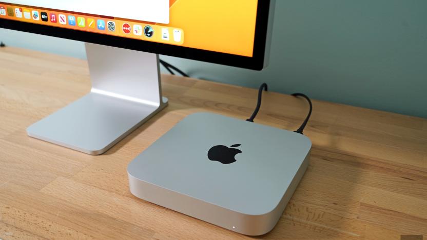 Apple Mac Mini with M2 Pro desk setup with Apple Studio Display