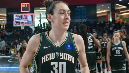 Getty Images - COLLEGE PARK, GA  JUNE 23:  New York forward Breanna Stewart (30) reacts following the conclusion of the WNBA game between the New York Liberty and the Atlanta Dream on June 23rd, 2024 at the Gateway Arena in College Park, GA. (Photo by Rich von Biberstein/Icon Sportswire via Getty Images)