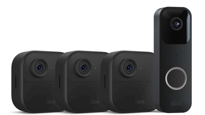 Blink Video Doorbell and three Outdoor 4 Cameras. 