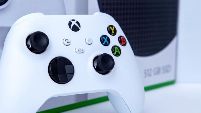 São Paulo, Brazil - 03, 2022:  White controller of new video game console Xbox Series S. On white background.