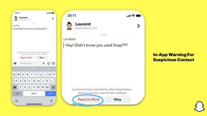 Snap is beefing up its warnings about "suspicious contact."