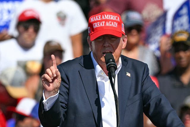 <p>Donald Trump speaks to supporters in Virginia on June 28 at a rally where he took a victory lap following his debate performance against Joe Biden on Thursday night </p>