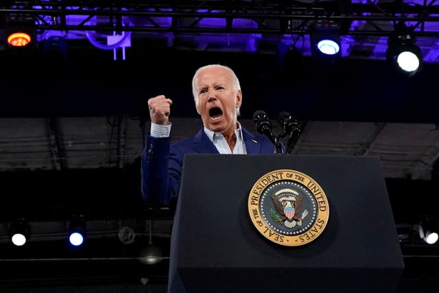 <p>President Joe Biden addresses supporters at campaign rally in North Carolina on June 28, the day after his wobbly debate performance against Donald Trump </p>