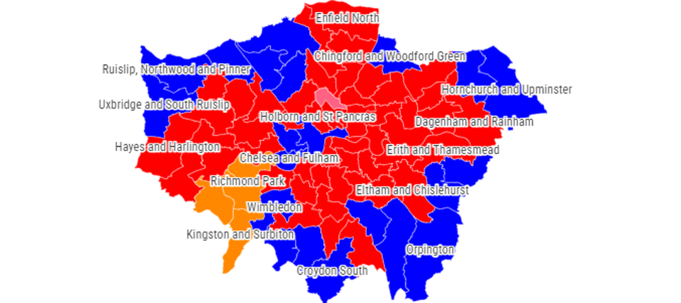 <p>Who will be your MP? Find out from interactive map of every constituency in London</p>