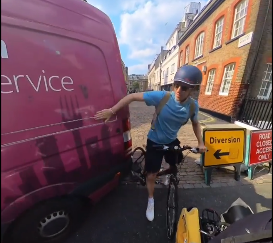 Greg James clipped by van while cycling with Jeremy Vine